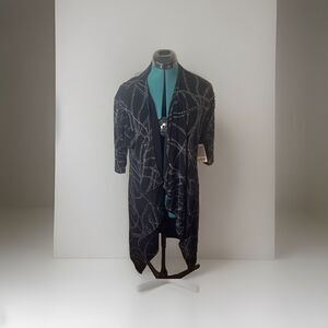 Lularoe Shirley Med  Duster Jacket Kimono Black Fancy Glitter Sparkles Small